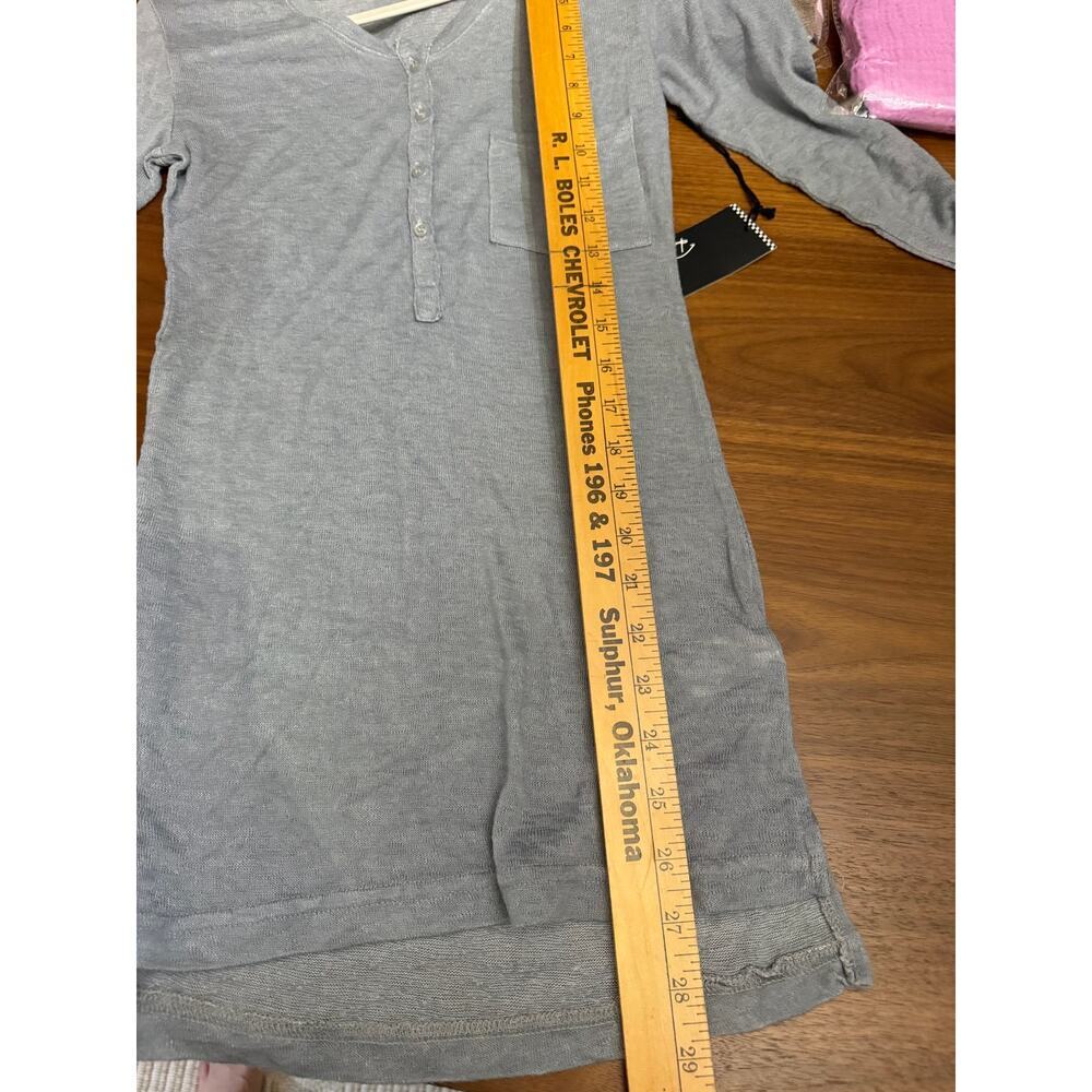 Rails Gray Long Sleeve Henley Pocket Tee Size S Made in USA NWOT - Picture 5 of 6